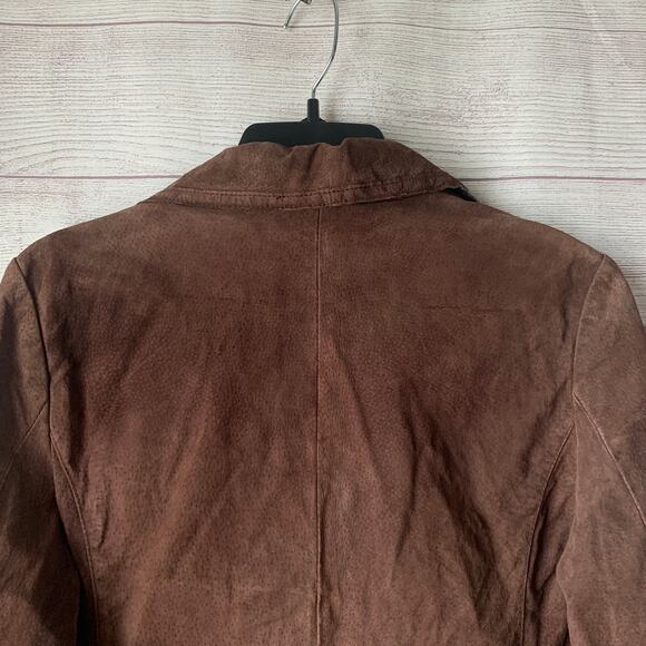 LAL Live A Little Brown Suede Leather Button Up Jacket Blazer Long Sleeve Size M - Picture 7 of 16
